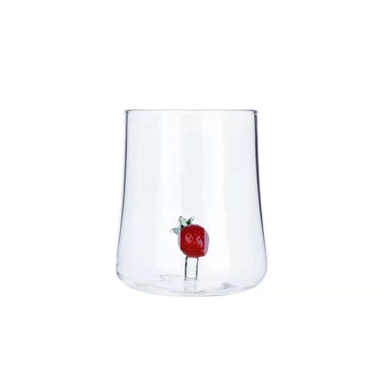 Wholesale Factory Strawberry Model Hand Made 350ml Water Cup/Water Drinking Cup/Water Cup Glass for Online Shops Distribution