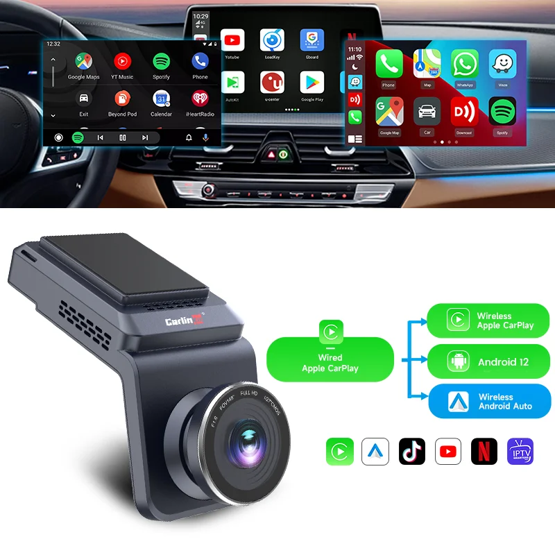Carlinkit Android 12 0 беспроводная камера CarPlay 4G + 64GB для игры в автомобиль Box HD Ai Dash Cam