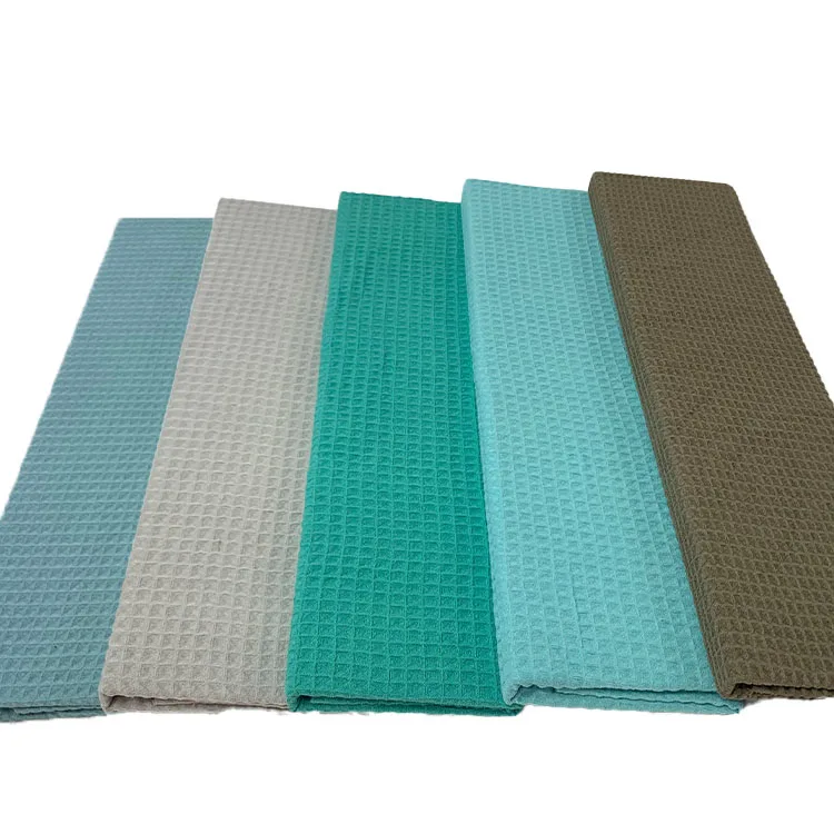 Hot Sale Plain Dyed 100% Polyester Microfiber Big Waffle Cloth Towel Fabric Roll