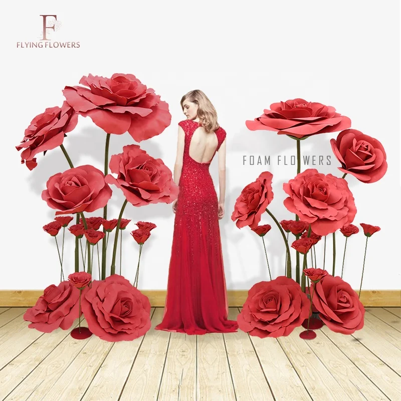 China high quality decorative artificial giant standing  paper flowers for  wedding giant EVA foam paper flowers