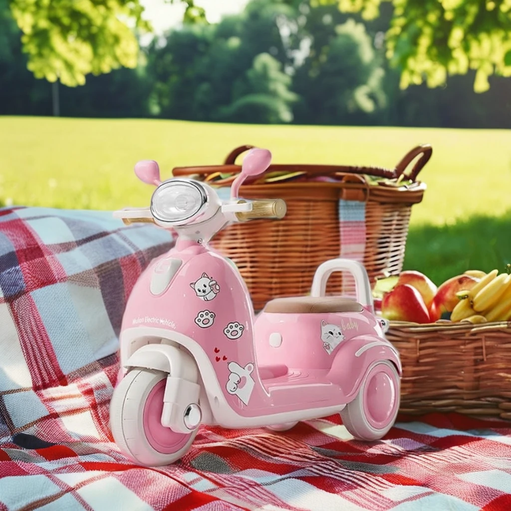 Hot-selling cartoon electric three-wheeled motorcycle charging remote control electric toy car for boys and girls