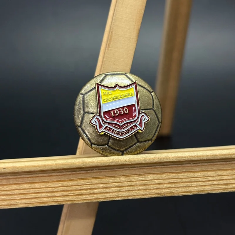 Antique Gold 3D Football League Commemorative Badge Custom Plated Double Design Digital and Gravure Printing Available