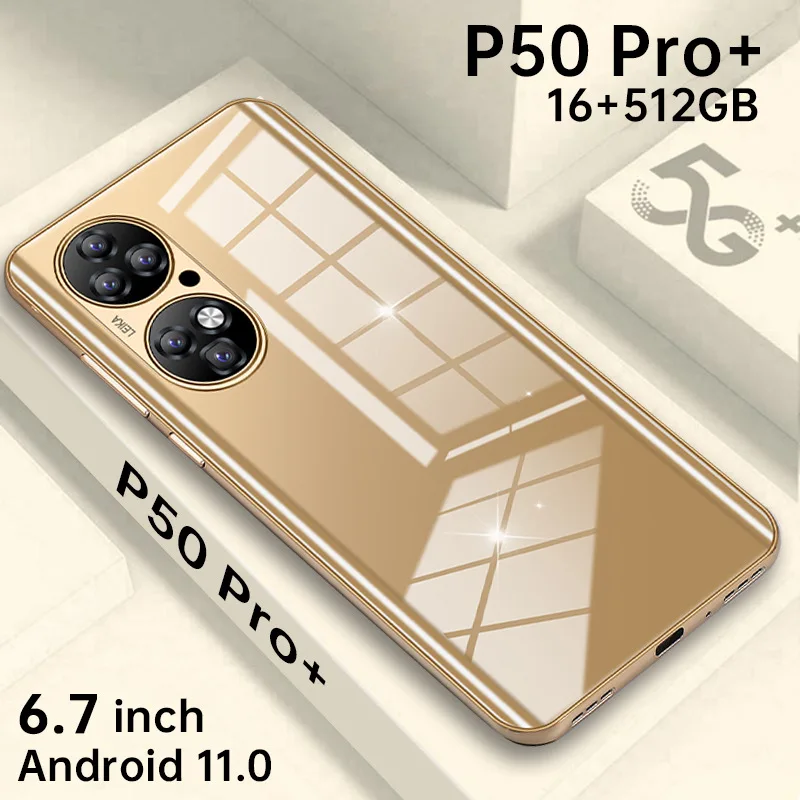 Глобальная версия смартфона высокое качество P50 Pro мобильных телефонов 4G 5G оригинальные разблокирована 16GB + 512 Гб большой экран Android 11 чехол для