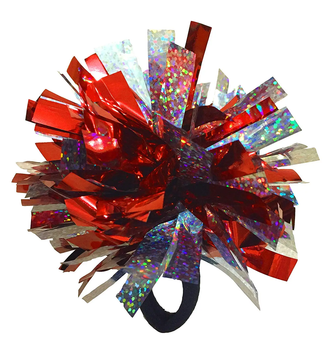 2 inch diameter small hair  pom poms metallic cheerleading with elastic