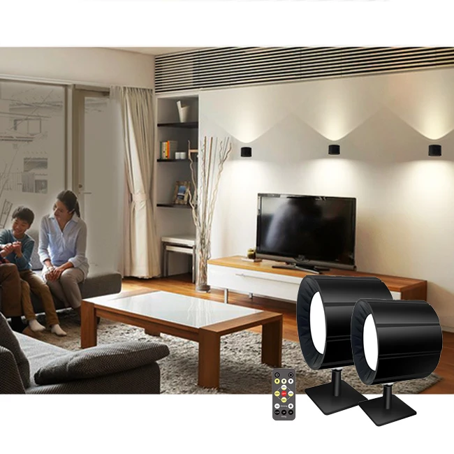 Hot Selling 3CCT Interior USB Rechargeable Wall Lamps Adjustable Angle Brightness Black Indoor Magnetic Wireless Wall Lights