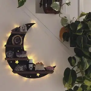 
Professional Manufacturer Adjustable Star Crescent Moon Wall Shelf Decoration With Light 