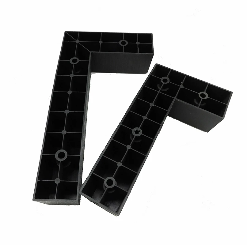 Popular L Type Leg Black Square Plastic Cabinet Strong Support Furniture Leg Extenders Wood Grain Plastic Pvc Sofa Leg