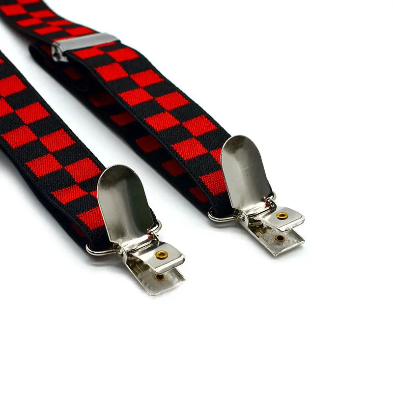 Plaid Fashion Suspenders for Girls 4 Clips Y Shape Baby Boy Suspenders Braces for Kids
