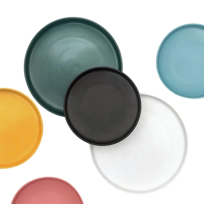 Factory Hot Diy Modern Nordic European Style Colorful Matte Colored Ceramic Charger Dinner Flat Plate Dinnerware For Pasta Pizza