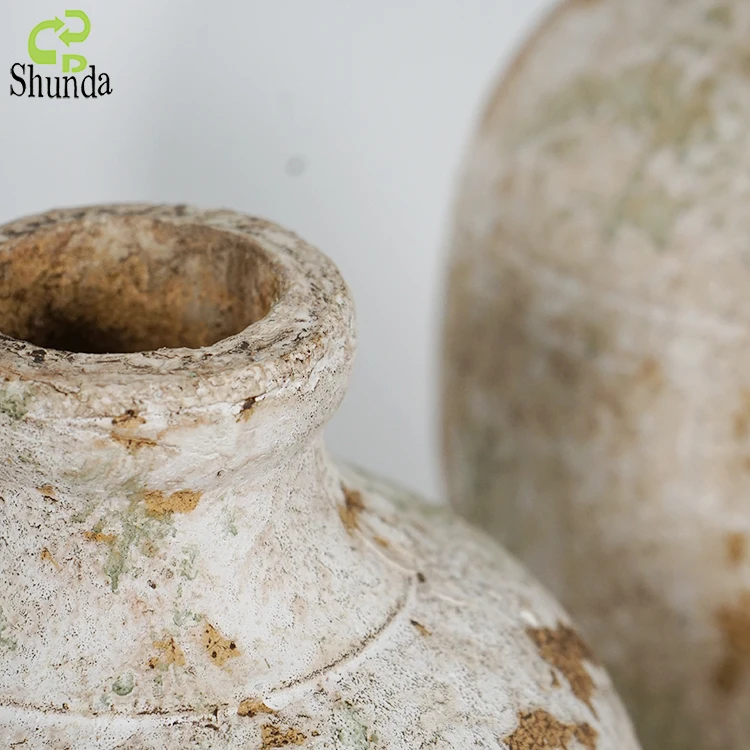 Home garden decoration custom vintage mossy rusty antique terracotta vases luxury flower vase for flower arrangement