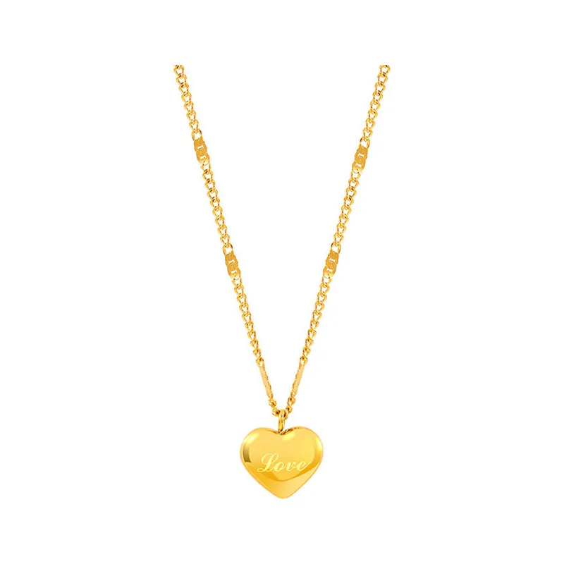 2024 18K gold plated New love titanium steel necklace summer  simple temperament heart pendant necklaces jewelry