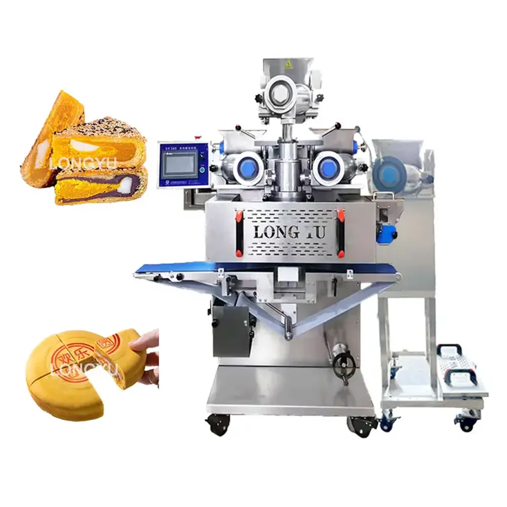 LONGYU CE ISO9001 Moon Cake Machinery Maamoul Meat Floss Encrusting Filling Mooncake Making Machine