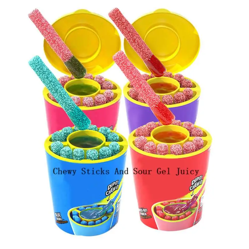 Wholesale Custom Sour Gel Juicy Jam Jelly Stick Gummy Liquid  Candy Mix Sour Sweet Stick Chewy Juicy Drop Gummy Dip Candy