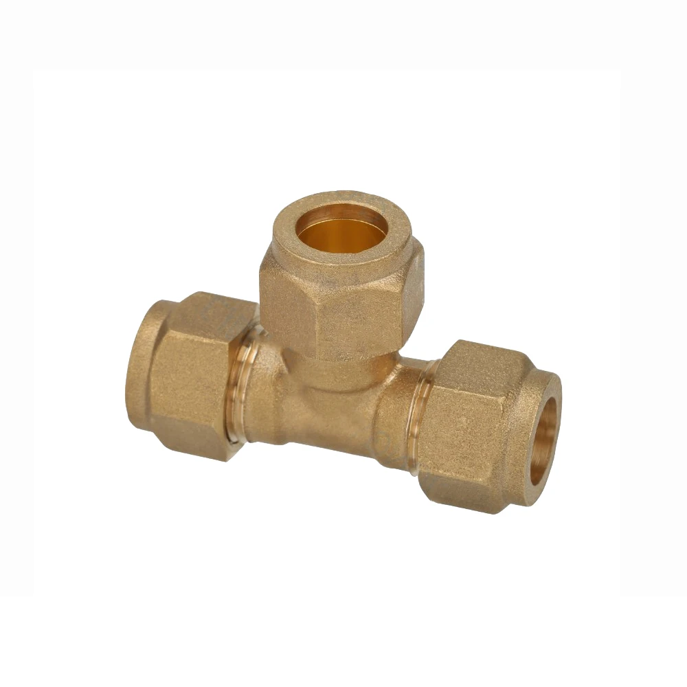 brass compression fitting tee pipe fitting tube fitting
