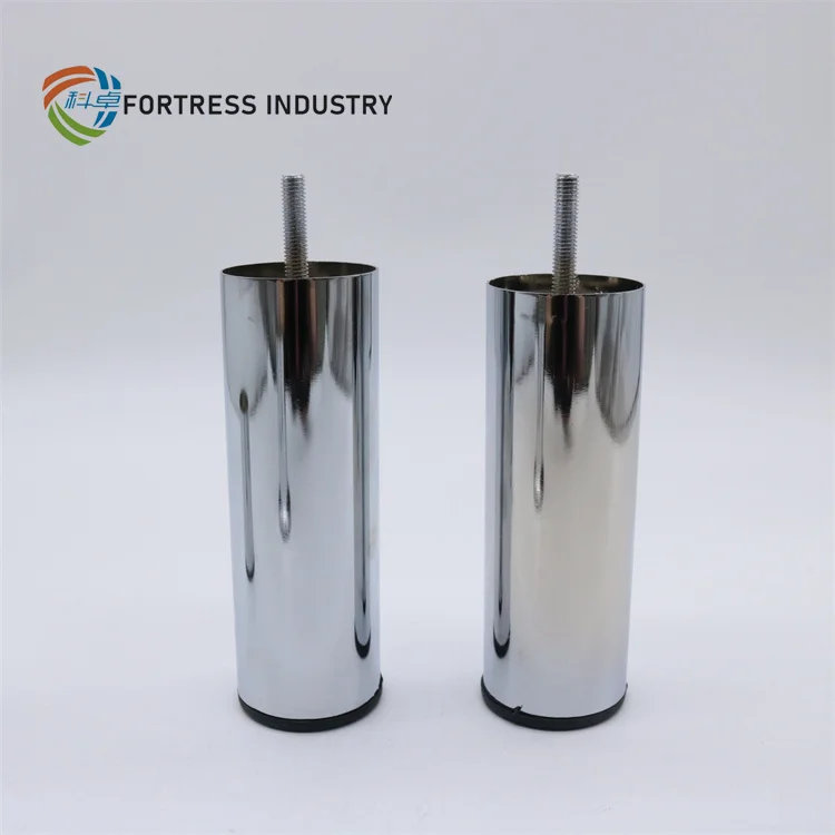 Wholesale Metal Furniture Parts Cylinder Round Shape Cabinet Feet Chrome Furniture Metal Cylinder Leg Sofa Leg
