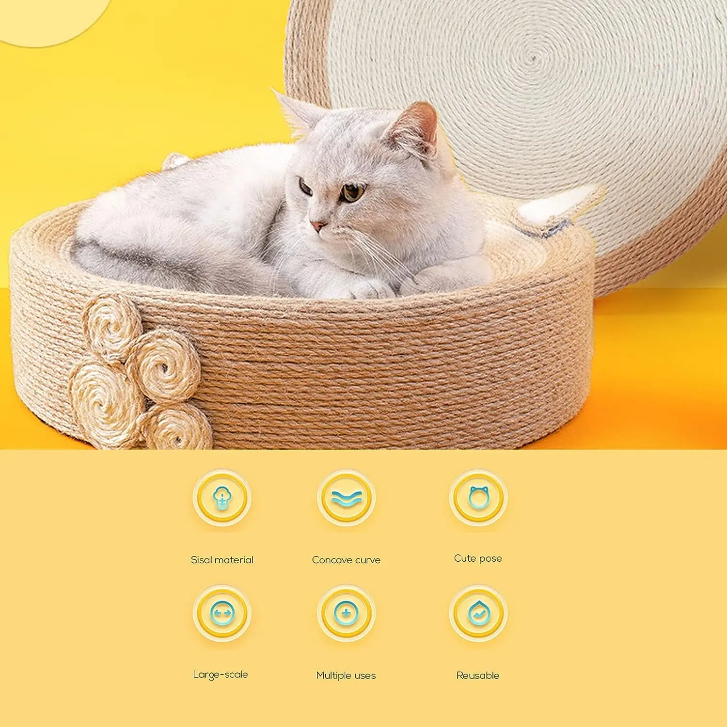 Cat Toy Oversized Pet Litter Box Sisal Cat Scratch Board Oval Corrugated Scratching Pad Cat Scratcher Lounge Bed rest Pet nest