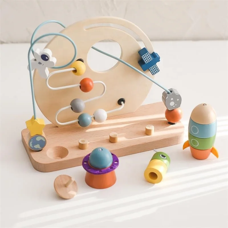 Wooden Multifunctional Cognitive Toys Planet Theme Kids Montessori Toys Preschool Learning Educational Toys for Baby Toddlers