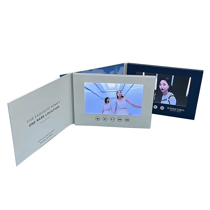 customized 7 inch hd ips screen lcd chinese homemade video brochure 10.1 inch  tft video player brochure video book b ts photos