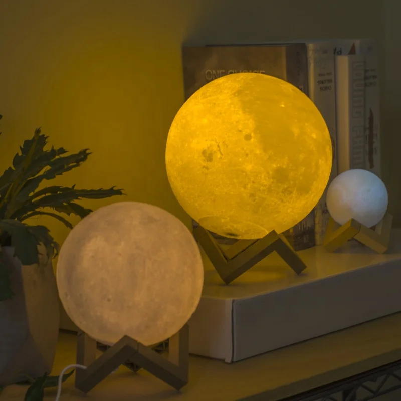 12 cm 16 Colors Electric 3D USB Rechargeable Dimmable Remote Control Moon Night Light Moon Lamp