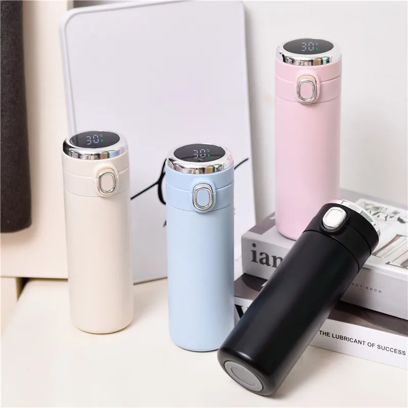 Custom Label 420ml Bottle Double Wall 304 Stainless Steel Led Temperature Smart Water Bottles