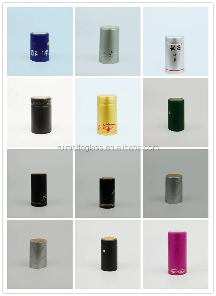 Customize PVC Heat Shrink Caps Seal Champagne Wine Liquor Bottle Cap Shrink Wrap With Tear stripe
