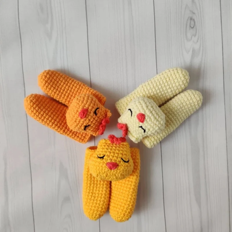 Animal Two Finger Frog Puppet Crochet Organic Cotton Yarns Role-Play Toddler Handmade Crochet Finger Puppet Dolls For Children