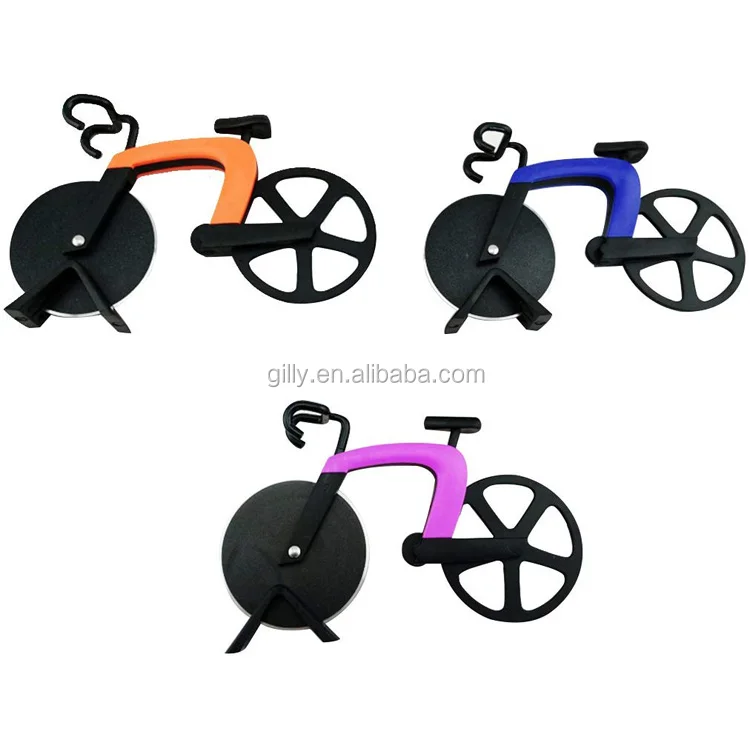 3pcs Pack Pizza Cutter Bicycle Pizza Slicer knife gift Dual Stainless Steel Cutting Wheels with Stand new kitchen gadgets tool