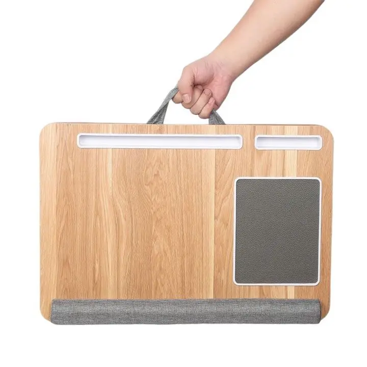 Home Office Bamboo Laptop Table Bed Tray Lap Desk With Mouse Pad And Phone Holder