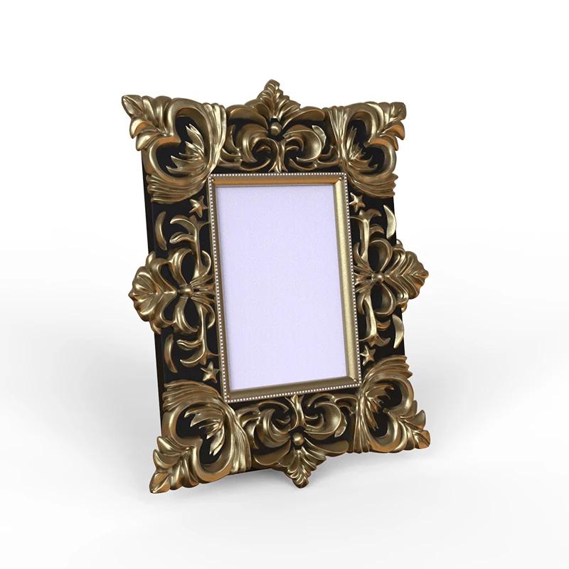 Custom new handwork resin craft desktop mini photo frame Nordic home decoration Vintage ornate wall a4 3d picture frame