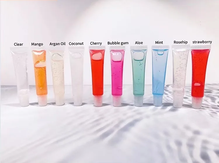 Private label lip glossy clear lip gloss container with Pompom ball chain customized liquid lipgloss with key chain