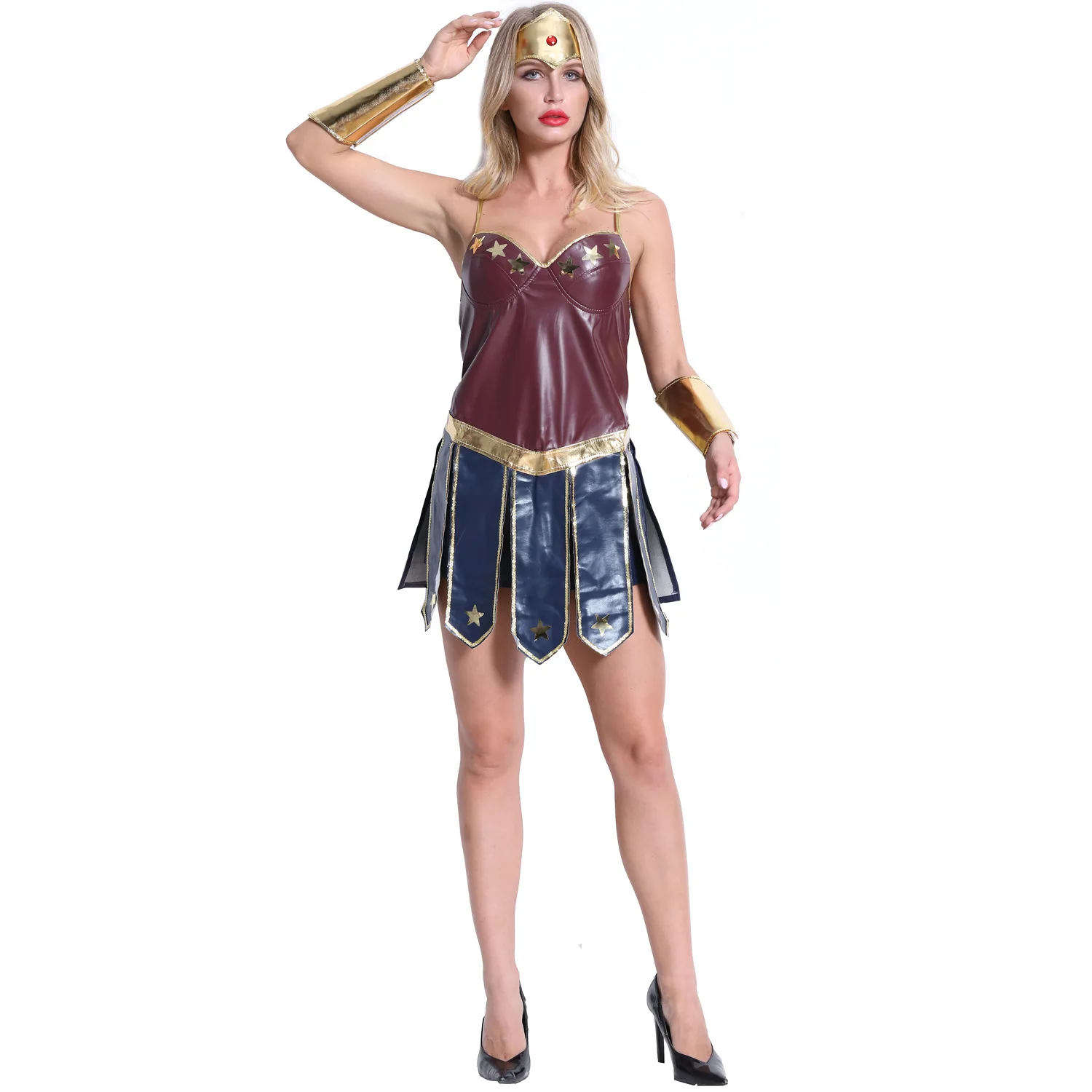 Wholesale League Of Legends Gladiator Uniform Costumes  Halloween Brown Wonder-Woman Cosplay Costume