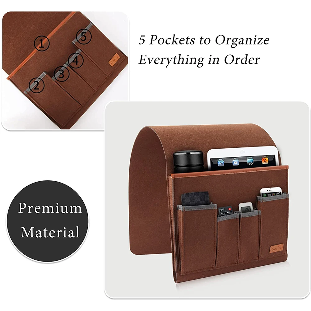 custom felt Sofa Armrest bag Organiser Sofa Armchair Caddy for couch Arm Chair Side Pocket for Magazine Tablet Phone