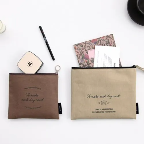 Custom Logo Printing Loverly Cotton Makeup Zipper Pouch Coin Bags