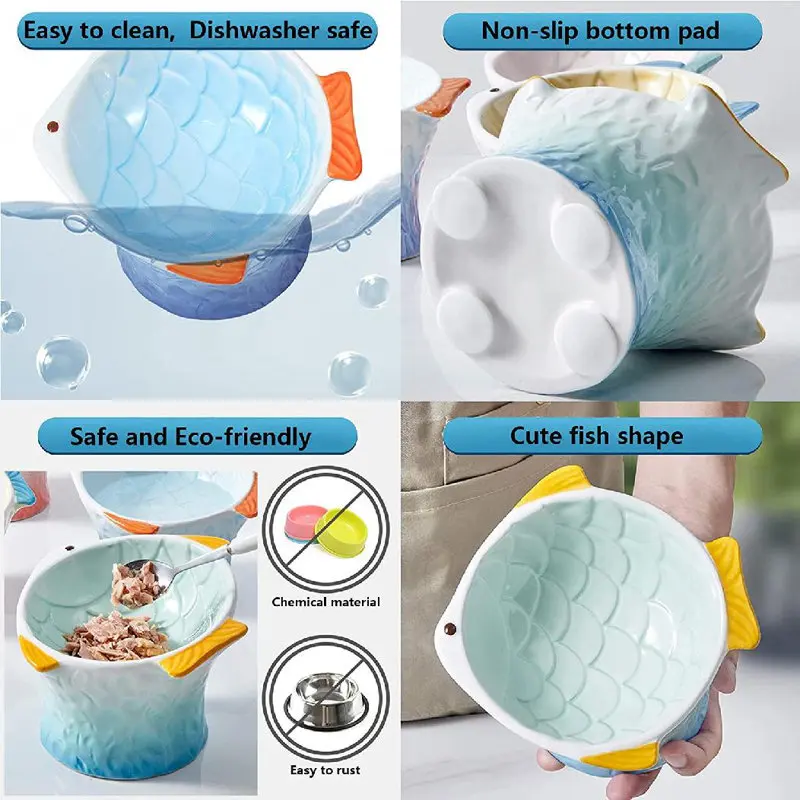 Новая керамическая миска для домашних питомцев в форме рыбы миски