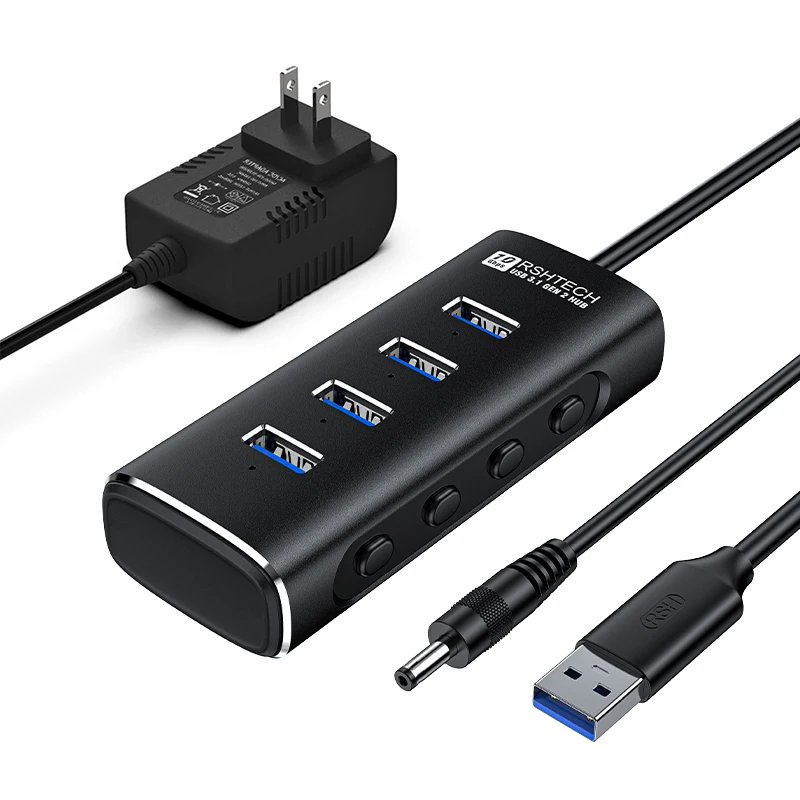 RSHTECH USB 3.1 Gen 2 10Gbps Charge converter usb dock hub  4 in 1 Docking Station with 5V 2A Power For Pc Laptop