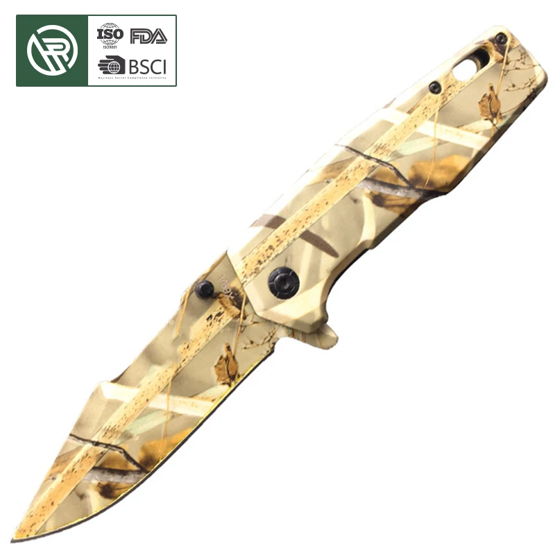 Free Sample Direct Supply Practical Self Defense Folding Stainless Steel Laser Pattern Knife Convenient Camping Travel Knife