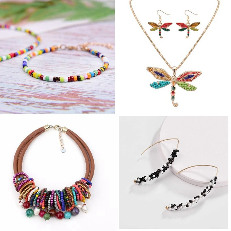 Miyuki DIY  Jewelry Making Kit 2 3 4mm small Glass Seed Letter Alphabet Beads Art Craft with 2 Rolls of Elastic String Cord