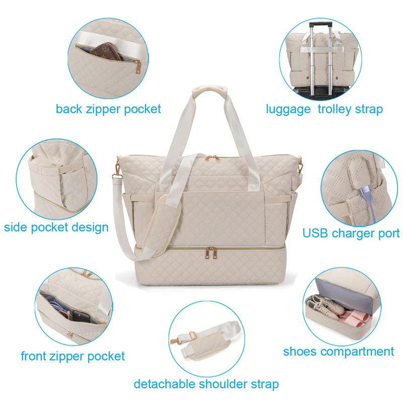 3pcs Waterproof Outdoor Sports Fitness Duffle Travel Baby Diaper Caddy Organizer Set Mommy Nappy Bag With Shoes Bag And Cosmetic
