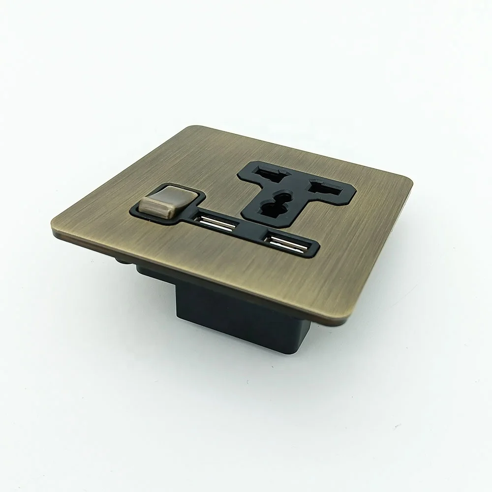 Индивидуальная бронзовая розетка латунный переключатель двойной USB с переключателем вкл/выкл Ретро Матовая из нержавеющей
