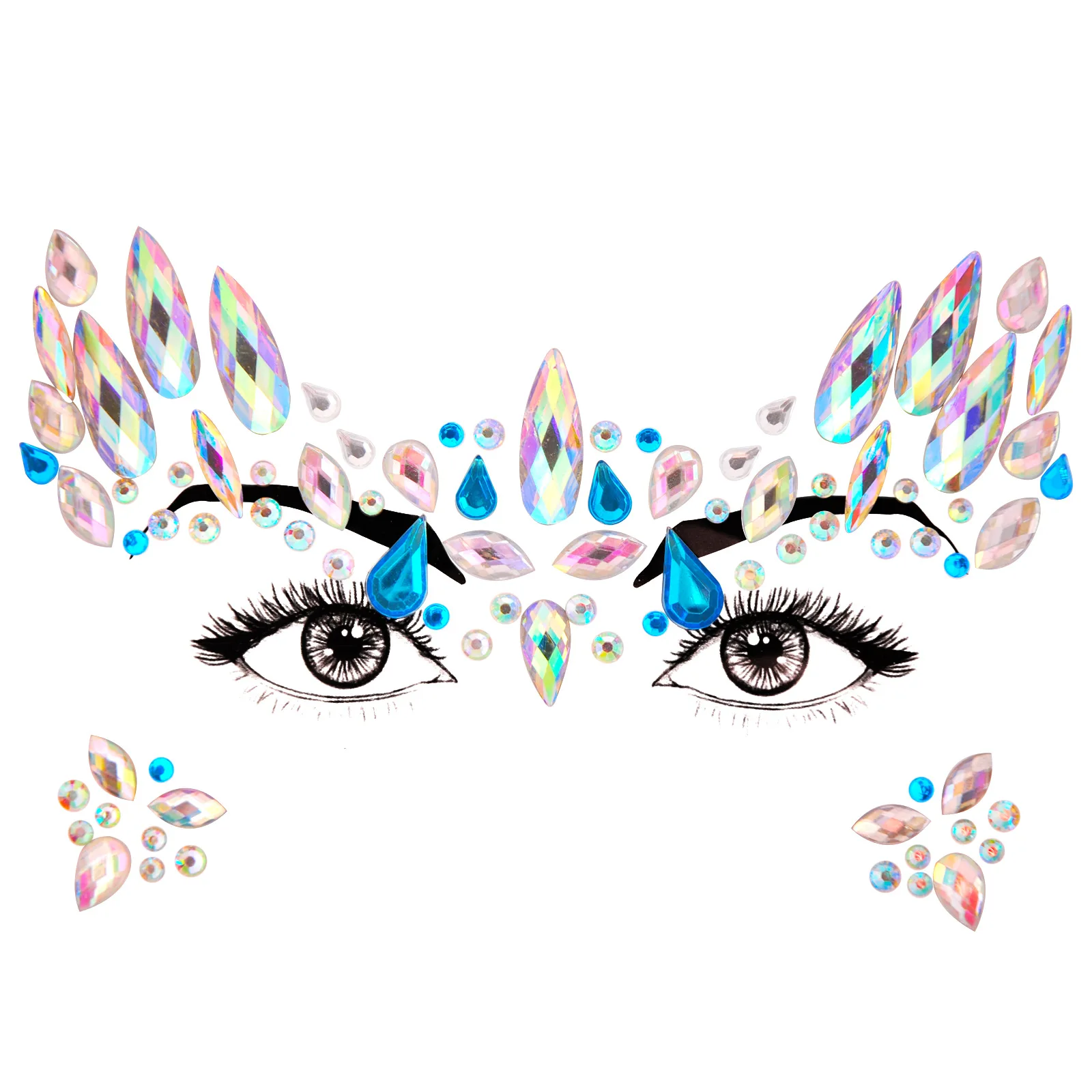 Eco-Friendly Resin Rhinestone Tattoo Stickers Face Jewels for Holiday Party Dance Crystal Adhesive Music Festival Face Sticker