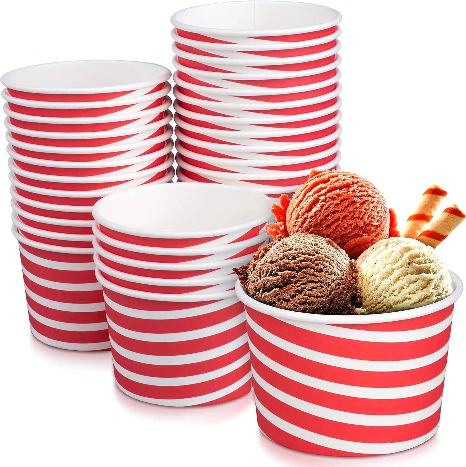 8oz Recyclable Disposable Ice Cream Cups with Personalized Designs - Ideal for Frozen Yogurt