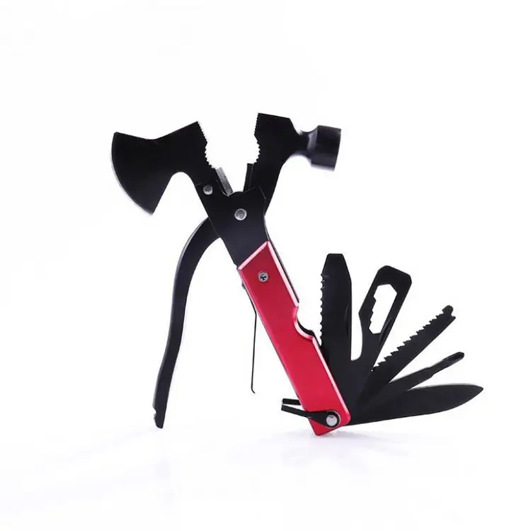 Stainless Steel Outdoor Portable Multi-Function Tool Camping Axe Safety Hammer Pliers Corkscrew Knife