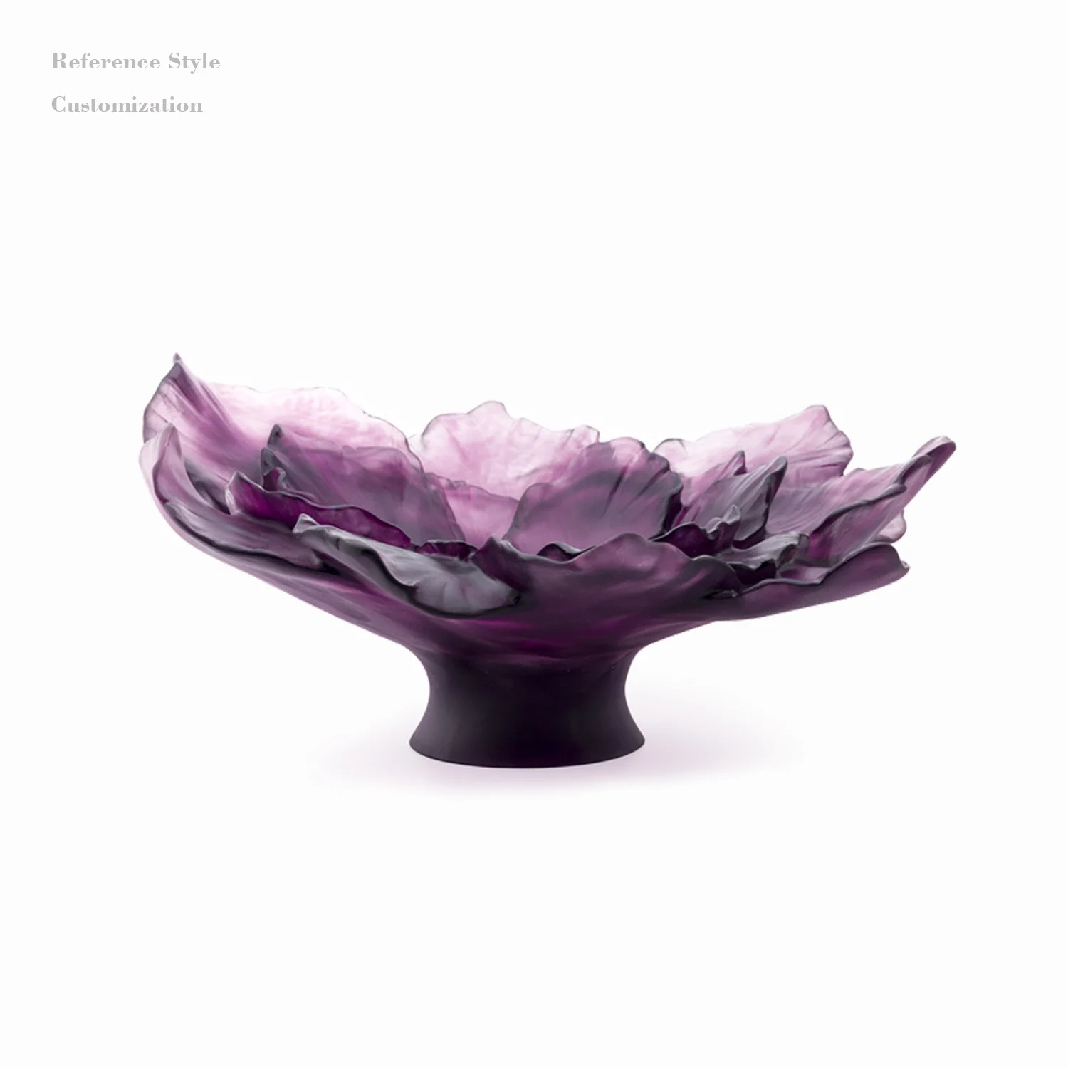 Beautiful pink violet large crystal camellia bowl for home wedding decor