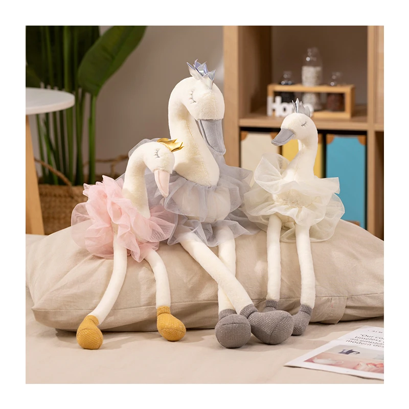 Custom Wholesale Cute Ballerina Swan Stuffed Plush Toys for Children Dance Ballet Swan Plushie Doll Bird Animal Peluche