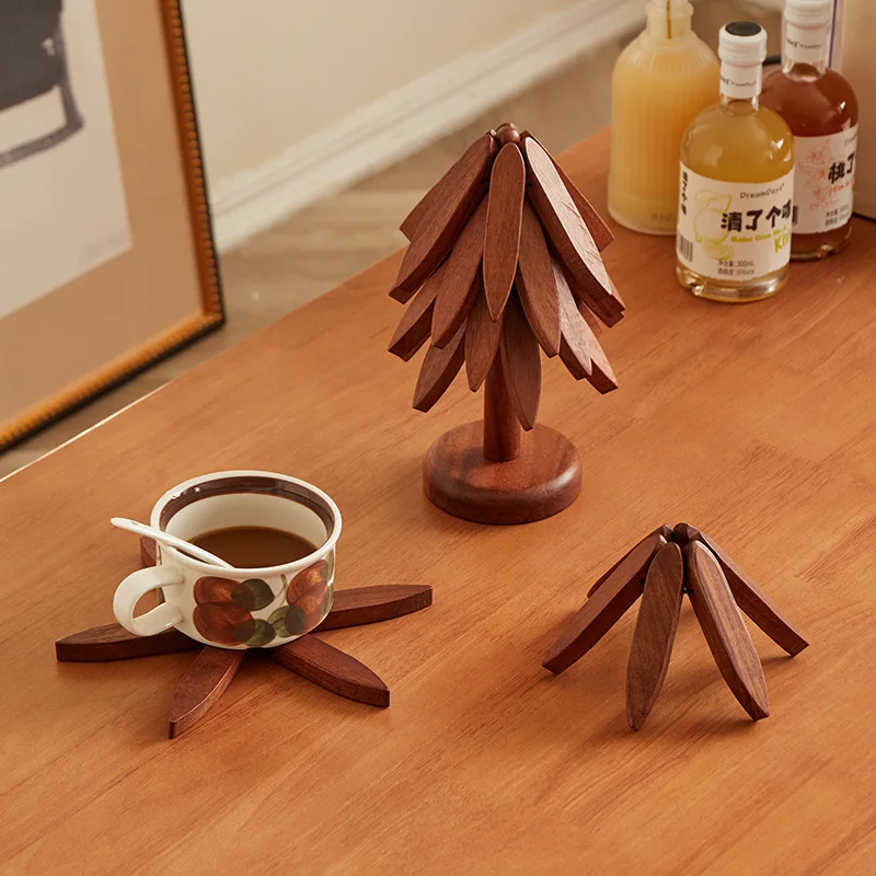 Solid wood creative decoration Acacia wood insulation household dish coaster bowl pan mat