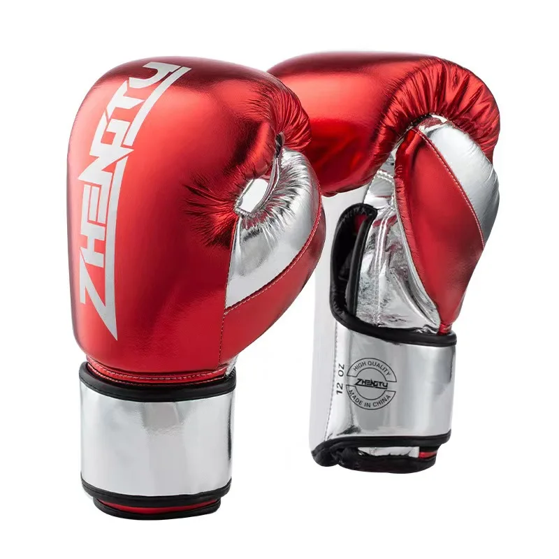 Wholesale of microfiber boxing gloves, professional competition latex inner liner, shiny leather gloves