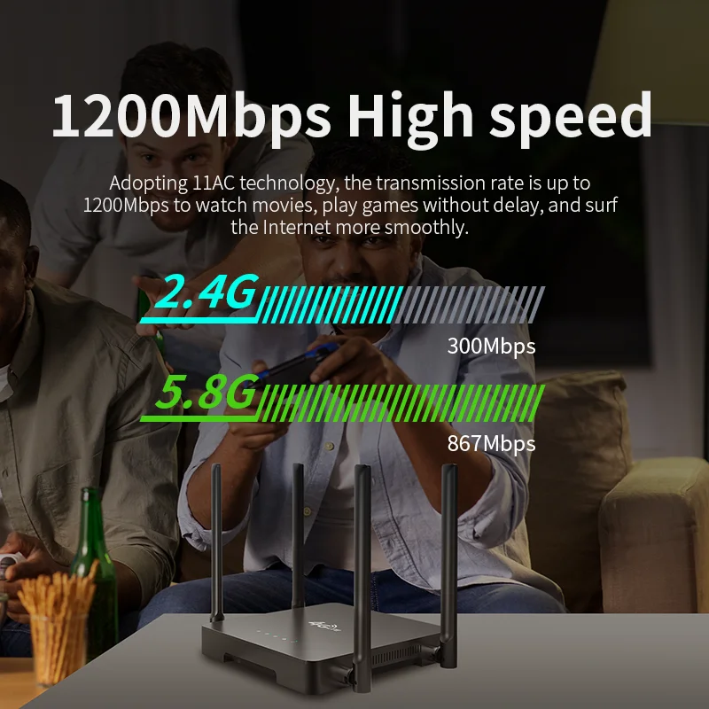 Plery AC1200 Dual Band Router Gigabit 5.8GHz Portable Router 4G 1200Mbps LTE 4G Router with SIM Card Slot