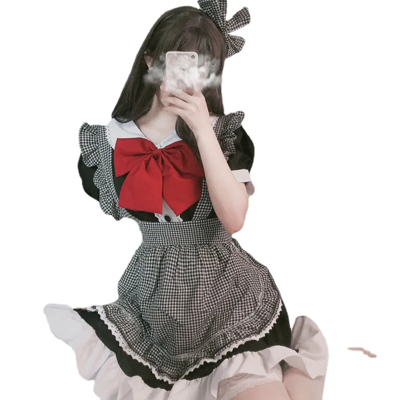 Black And White Plaid Maid Dress Lolita Lovely Lolita Cafe Waiter