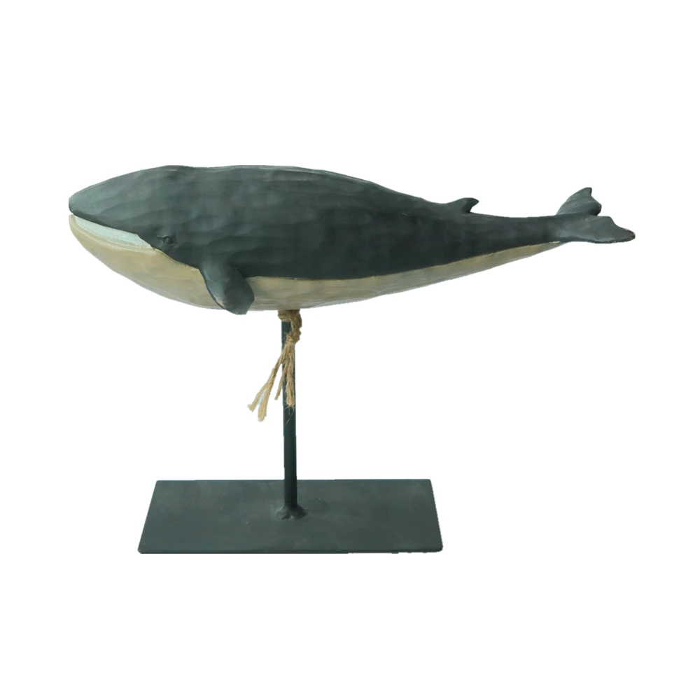 Antique Home Decoration Wholesale Wood Effect Resin Shark Figurine Nautical Beach Decor Polyresin Shark Statue with Metal Base