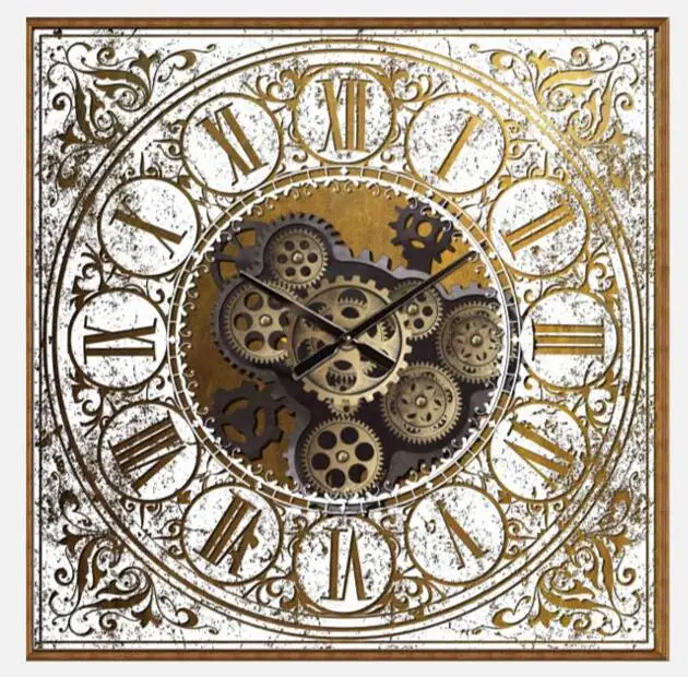 New Arrival vintage design metal cog gear wall clocks with moving gears for home decoration